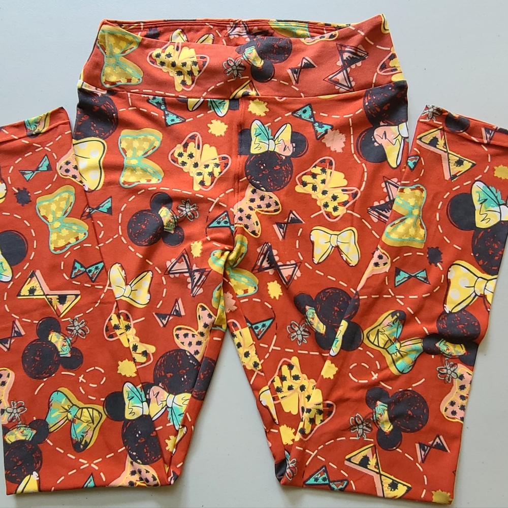 NEW Minnie Mouse Bows Pale Rust Colorful Patterned Disney LuLaRoe OS Leggings
